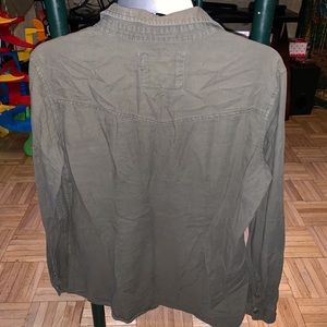 Olive green button up blouse